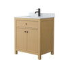 Custom image for Tanned Oak with Matte Black Trim / White Carrara Marble / No Mirror