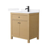 Custom image for Tanned Oak with Matte Black Trim / White Quartz / No Mirror