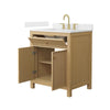 Custom image for Tanned Oak with Brushed Gold Trim / Carrara Cultured Marble / No Mirror