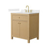 Custom image for Tanned Oak with Brushed Gold Trim / Carrara Cultured Marble / No Mirror