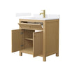 Custom image for Tanned Oak with Brushed Gold Trim / White Quartz / No Mirror