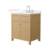 Custom image for Tanned Oak with Brushed Nickel Trim / White Cultured Marble / No Mirror