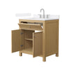 Custom image for Tanned Oak with Brushed Nickel Trim / White Quartz / No Mirror
