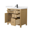Custom image for Tanned Oak with Matte Black Trim / Carrara Cultured Marble / No Mirror