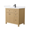 Custom image for Tanned Oak with Matte Black Trim / White Quartz / No Mirror
