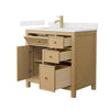 Custom image for Tanned Oak with Brushed Gold Trim / Carrara Cultured Marble / No Mirror