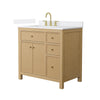 Custom image for Tanned Oak with Brushed Gold Trim / White Cultured Marble / No Mirror