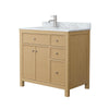Custom image for Tanned Oak with Brushed Nickel Trim / White Carrara Marble / No Mirror