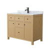 Custom image for Tanned Oak with Matte Black Trim / White Carrara Marble / No Mirror