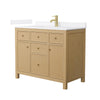 Custom image for Tanned Oak with Brushed Gold Trim / White Quartz / No Mirror