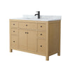 Custom image for Tanned Oak with Matte Black Trim / White Carrara Marble / No Mirror