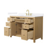 Custom image for Tanned Oak with Brushed Gold Trim / White Quartz / No Mirror
