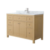 Custom image for Tanned Oak with Brushed Nickel Trim / White Carrara Marble / No Mirror