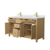 Custom image for Tanned Oak with Brushed Gold Trim / White Carrara Marble / No Mirror