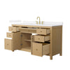 Custom image for Tanned Oak with Brushed Gold Trim / White Cultured Marble / No Mirror
