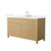 Custom image for Tanned Oak with Brushed Gold Trim / White Quartz / No Mirror