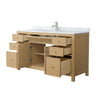 Custom image for Tanned Oak with Brushed Nickel Trim / White Carrara Marble / No Mirror
