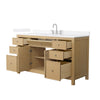 Custom image for Tanned Oak with Brushed Nickel Trim / White Quartz / No Mirror