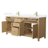 Custom image for Tanned Oak with Brushed Gold Trim / White Quartz / No Mirror