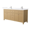 Custom image for Tanned Oak with Brushed Nickel Trim / White Quartz / No Mirror