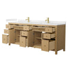 Custom image for Tanned Oak with Brushed Gold Trim / Carrara Cultured Marble / No Mirror