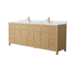 Custom image for Tanned Oak with Brushed Gold Trim / White Carrara Marble / No Mirror