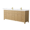 Custom image for Tanned Oak with Brushed Gold Trim / White Cultured Marble / No Mirror