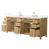 Custom image for Tanned Oak with Brushed Gold Trim / White Quartz / No Mirror