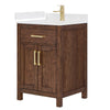 Custom image for Dark Walnut with Brushed Gold Trim / Giotto Quartz / No Mirror