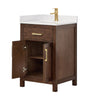 Custom image for Dark Walnut with Brushed Gold Trim / White Cultured Marble / No Mirror