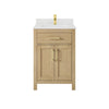 Custom image for Whitewashed Oak with Brushed Gold Trim / Carrara Cultured Marble / No Mirror
