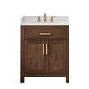 Custom image for Dark Walnut with Brushed Gold Trim / White Cultured Marble / No Mirror
