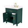 Custom image for Green with Brushed Gold Trim / White Cultured Marble / No Mirror