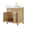 Custom image for Whitewashed Oak with Brushed Gold Trim / Carrara Cultured Marble / No Mirror
