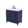 Custom image for Dark Blue with Matte Black Trim / Carrara Cultured Marble / No Mirror