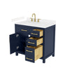 Custom image for Dark Blue with Brushed Gold Trim / Carrara Cultured Marble / No Mirror