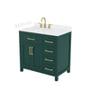 Custom image for Green with Brushed Gold Trim / Carrara Cultured Marble / No Mirror