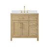 Custom image for Whitewashed Oak with Brushed Gold Trim / Carrara Cultured Marble / No Mirror
