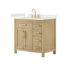 Custom image for Whitewashed Oak with Brushed Gold Trim / Carrara Cultured Marble / No Mirror