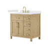 Custom image for Whitewashed Oak with Brushed Gold Trim / White Cultured Marble / No Mirror