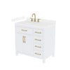 Custom image for White with Brushed Gold Trim / Carrara Cultured Marble / No Mirror