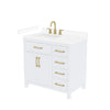 Custom image for White with Brushed Gold Trim / White Cultured Marble / No Mirror