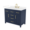 Custom image for Dark Blue with Brushed Gold Trim / Carrara Cultured Marble / No Mirror