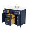 Custom image for Dark Blue with Brushed Gold Trim / White Cultured Marble / No Mirror