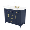 Custom image for Dark Blue with Brushed Gold Trim / White Cultured Marble / No Mirror
