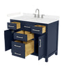 Custom image for Dark Blue with Brushed Nickel Trim / Carrara Cultured Marble / No Mirror