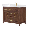 Custom image for Dark Walnut with Brushed Gold Trim / Giotto Quartz / No Mirror
