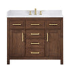 Custom image for Dark Walnut with Brushed Gold Trim / White Cultured Marble / No Mirror