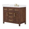 Custom image for Dark Walnut with Brushed Gold Trim / White Quartz / No Mirror