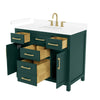 Custom image for Green with Brushed Gold Trim / White Cultured Marble / No Mirror